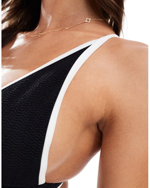 Vero Moda White Textured Bikini Top With Tipping