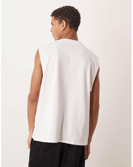 ASOS White Circular Design Collection Super Heavyweight Oversized Tank With City Graphic for men