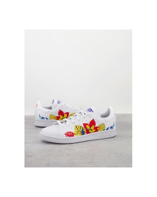 Stan smith - baskets durables à fleurs Caoutchouc adidas Originals en  coloris Blanc | Lyst