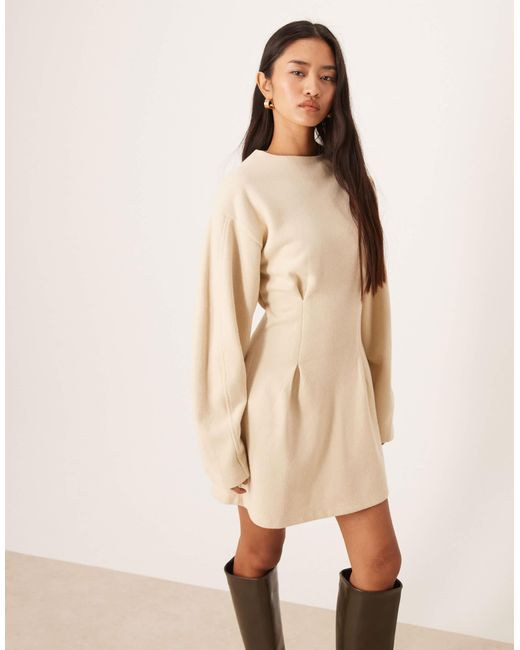 ASOS Natural Supersoft Cinched Waist Mini Dress