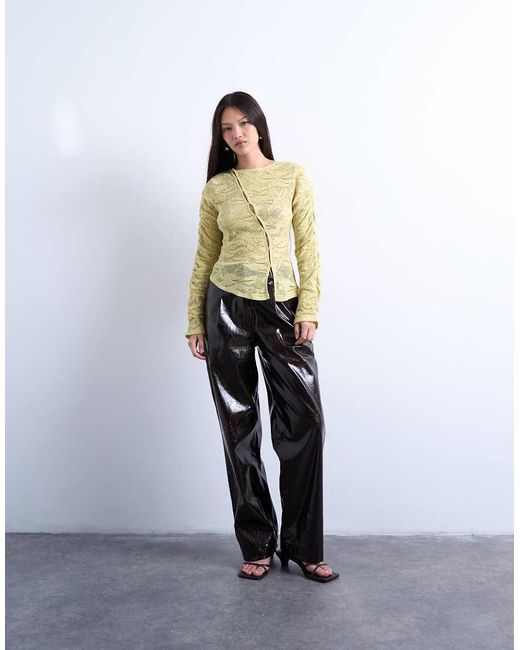 TOPSHOP Asymmetrische Kanten Top in het Yellow