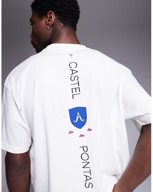 Camiseta Blanca De Corte Cuadrado Extragrande Con Estampado Gráfico De Texto De -Blanco ASOS de hombre de color White