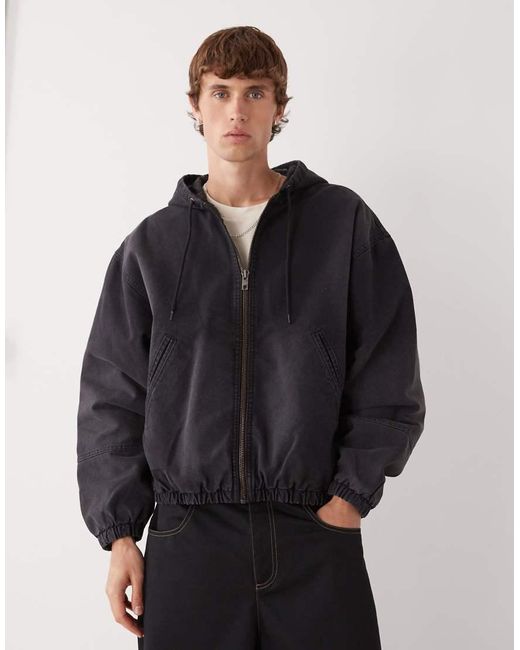 Weekday Blue Bomber Jacket With Hood for men