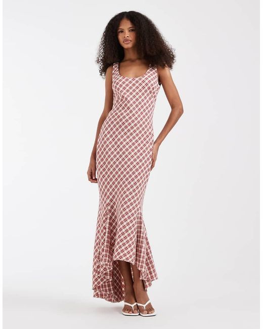 ASOS Pink Fluted Hem Maxi Dress