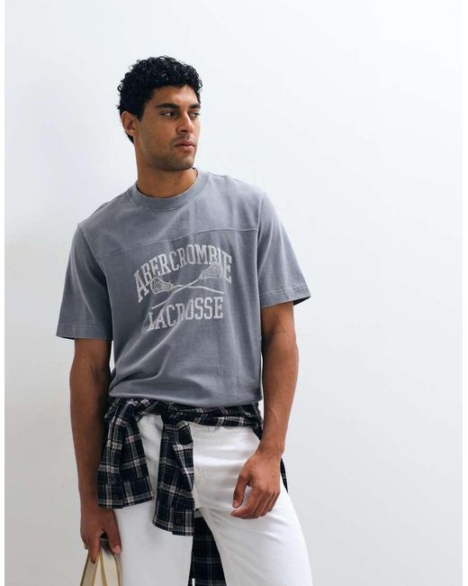 Abercrombie & Fitch Blue Collegiate Graphic Heavyweight T-shirt for men