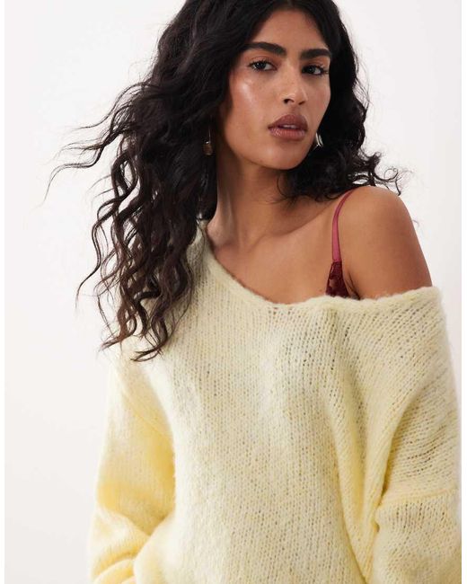 Jdy Yellow Oversized Reversible Knit Jumper