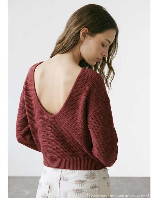 Mango Red Teen Off Shoulder Knitted Top