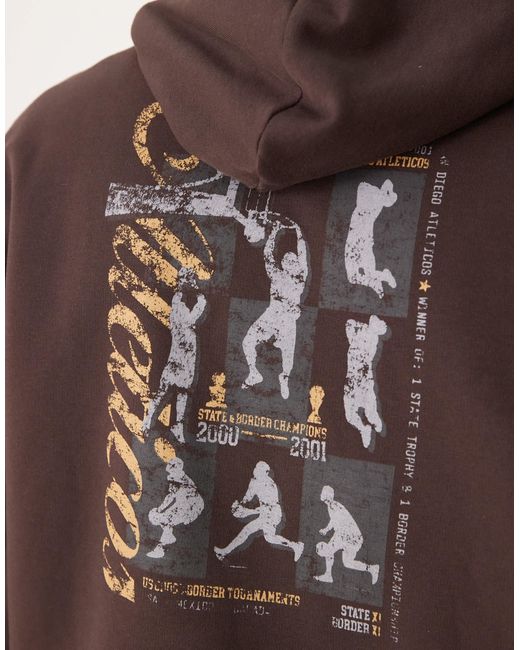 ASOS – kastiger oversize-kapuzenpullover in Brown für Herren