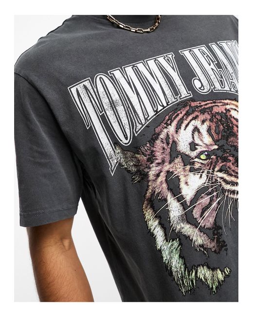 Tommy Hilfiger Black Unisex Vintage Tiger Logo T-shirt