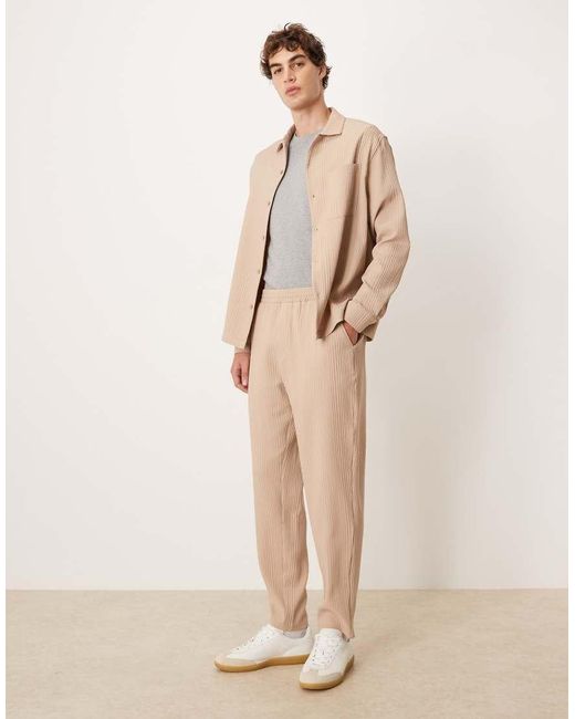 Pantalones Plisados De Corte Tapered De (Parte De Un Conjunto)-Neutro ASOS de hombre de color Natural