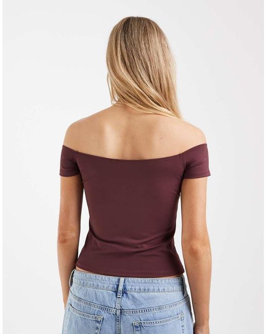 ASOS Red Sculpting Off The Shoulder Short Sleeve Top