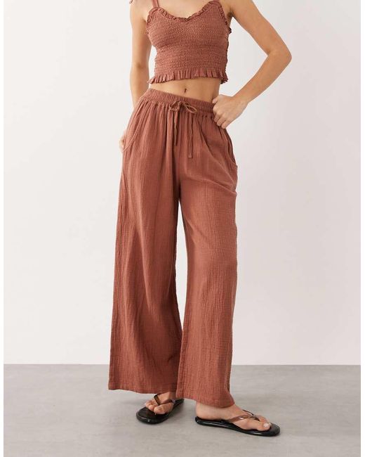 Iisla & Bird Brown Wide Leg Flowy Trouser