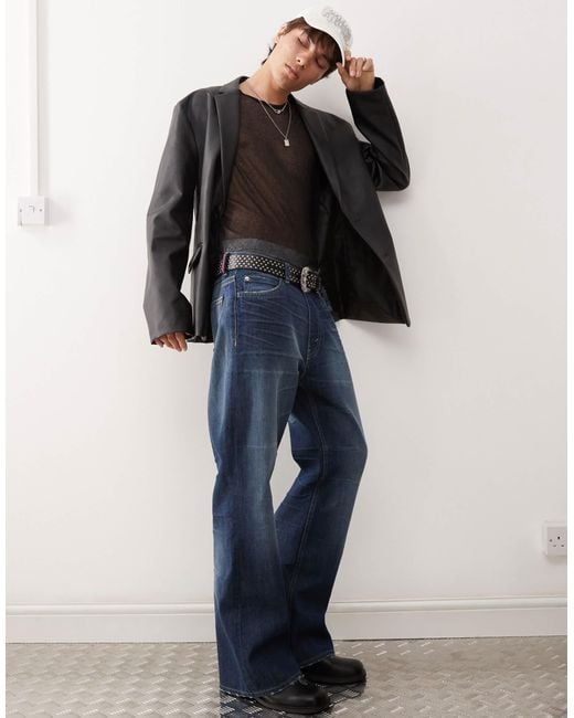 Cheap Monday Blue Boo Bootleg Rigid Bootcut Jeans for men