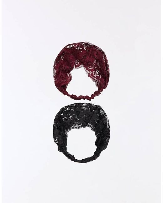 Bershka Brown Pack Of 2 Lace Fur Bands