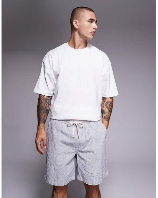 River Island Gray Stripe Pull On Shorts for men