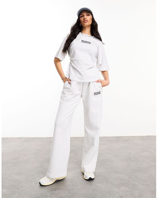 Asos design - weekend collective - t-shirt avec détail corset à la taille - glace chiné ASOS en coloris White
