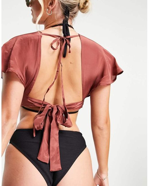 ASOS Brown Plunge Beach Top