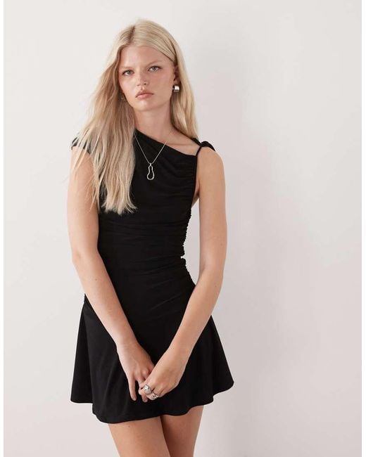 Reclaimed Vintage Black Mini Skort Dress With Shoulder Tie Detail
