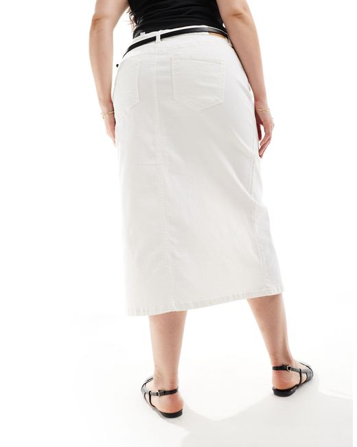 Vero Moda Black Front Split Denim Midi Skirt