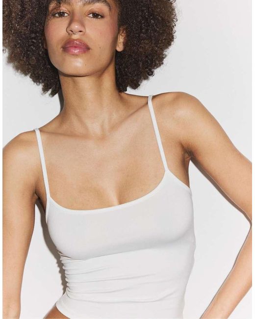 Stradivarius Blue Strappy Polyamide Top