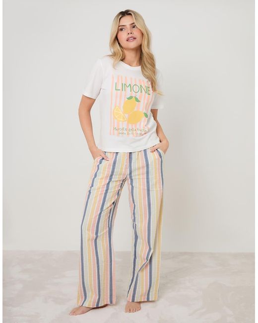 Threadbare Natural Lemonade Graphic Print Cotton Pyjamas (2-Piece Set)