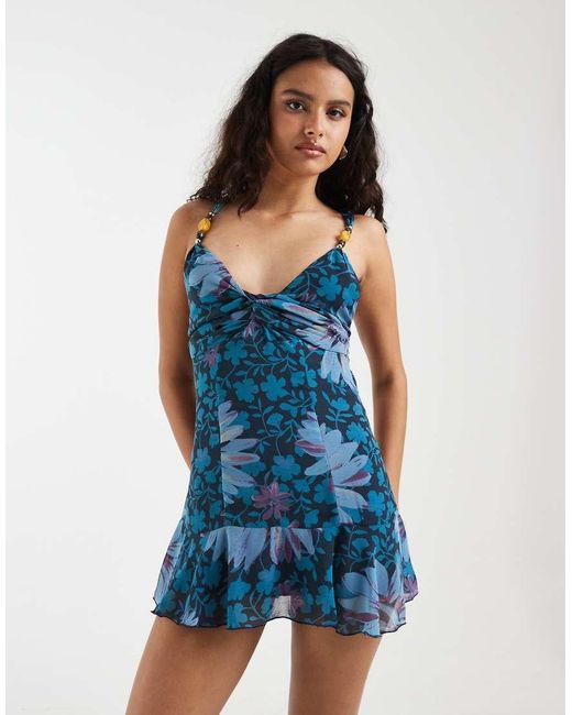 Free People Blue Heat Of The Moment Floral Mini Dress