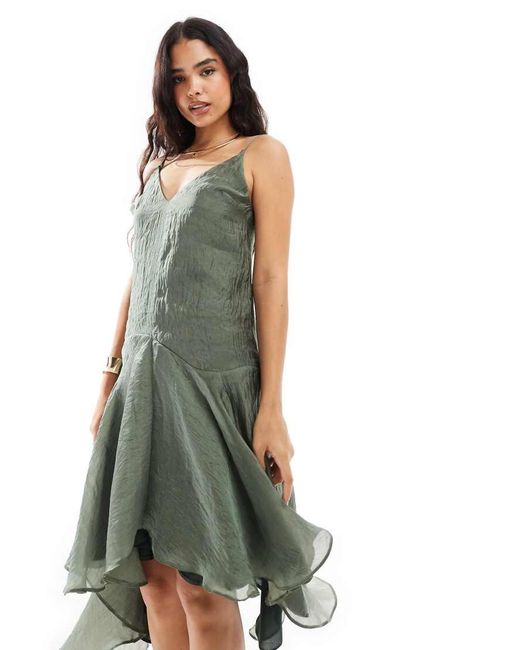 Asos design midi dress with cape back and dipped hem in embellishment online