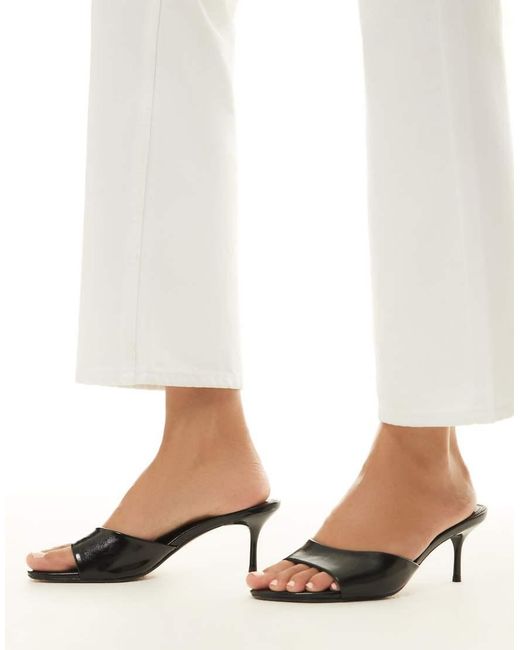 River Island White Mule Heeled Sandals