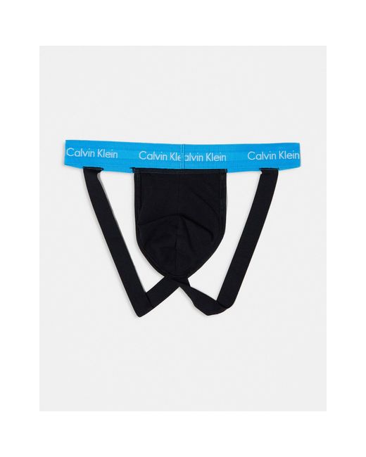 Calvin Klein – jockstraps im 3er-pack aus elastischer baumwolle mit bund in Blue für Herren