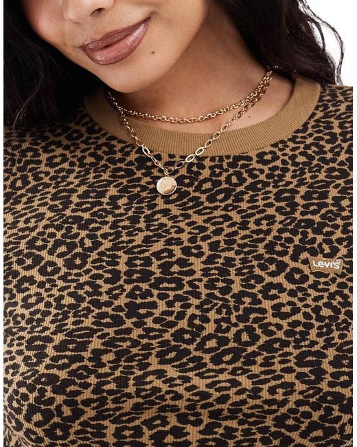 Levi's Black Batwing Logo Cheetah Print Long Sleeve T-shirt