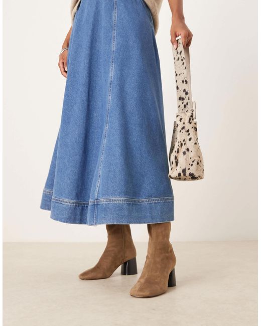 ASOS Blue Radar Round Toe Block Heel Boots
