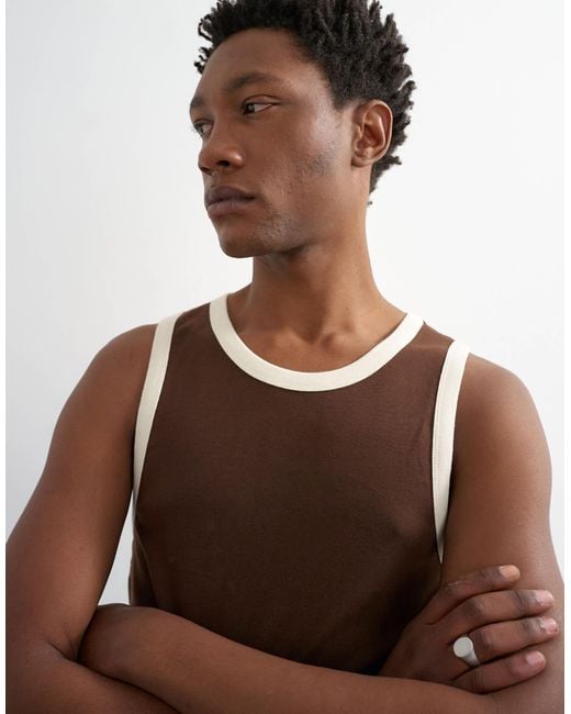 Topman White Regular Fit Ringer Vest for men