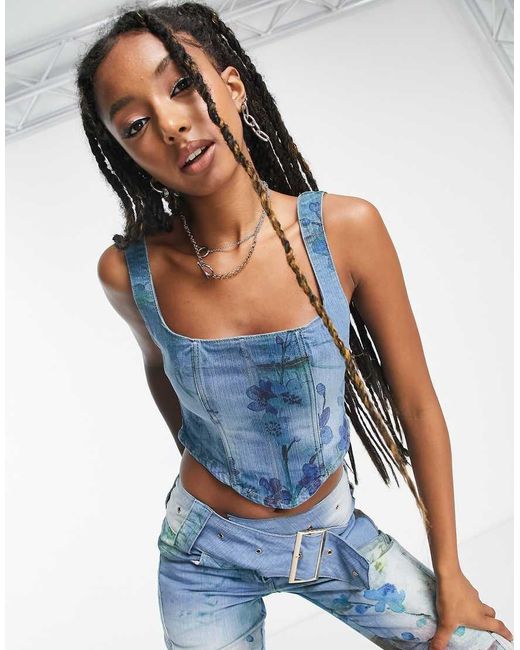 Jaded London Blue Square Neck Corset
