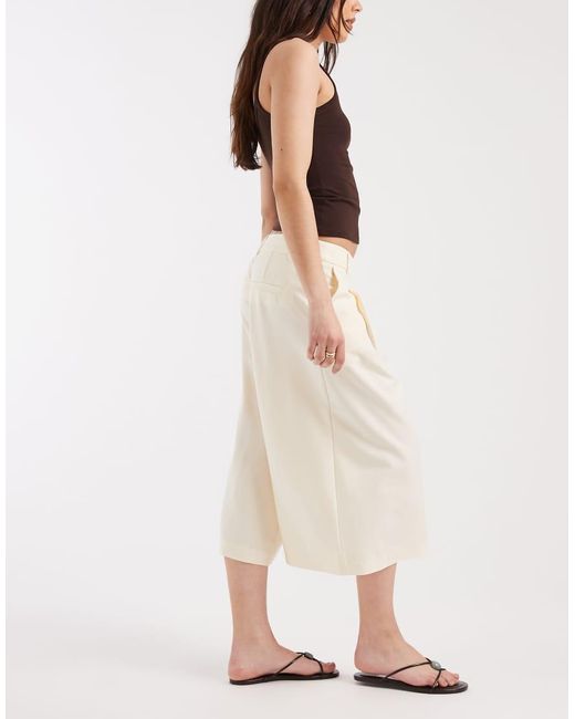 ASOS Natural Tailored Wide Bermuda Culottes