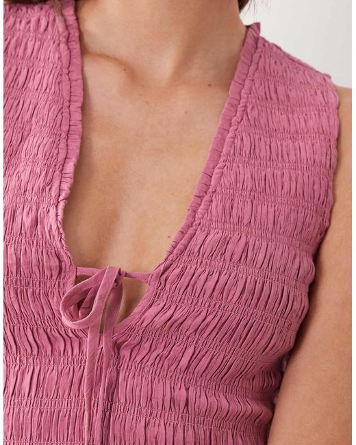 Abercrombie & Fitch Pink Ruched V Neck Top