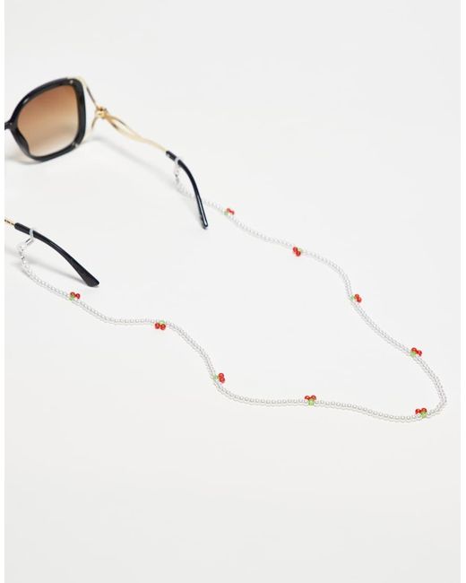 ASOS Natural Sunglasses Chain With Mini Cherry And Faux Pearls Beads