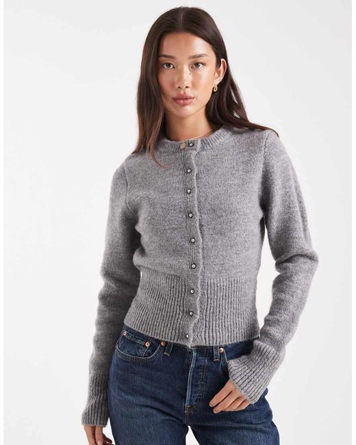 Cárdigan De Corte Depurado De Punto Mullido De ASOS de color Gray