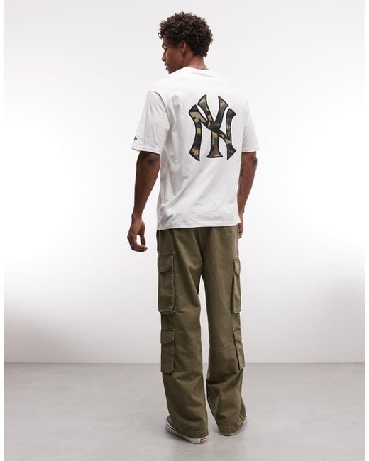 KTZ White Ny Yankees Camo Infill Logo Short Sleeve Oversized T-shirt for men