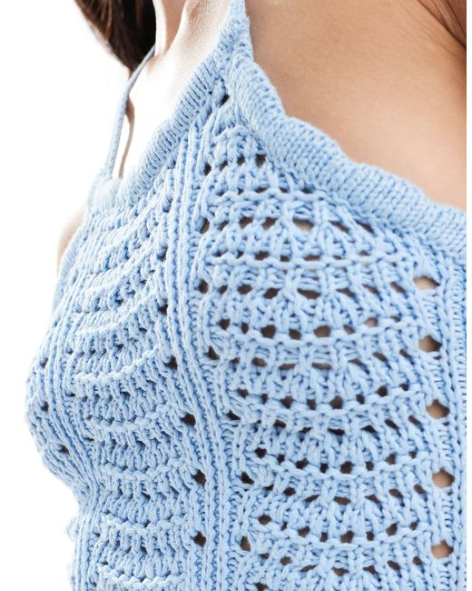 Vero Moda Blue Crochet Halter Top
