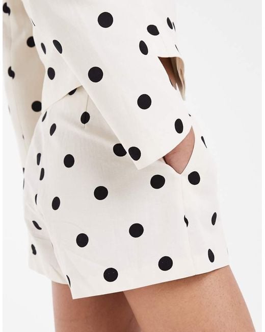 ASOS White Linen Blend Fitted High Waist Short