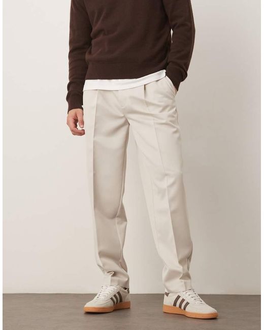 Pantaloni Affusolati Eleganti Oversize Color Écru Con Pieghe Sul Davanti di ASOS in Natural da Uomo