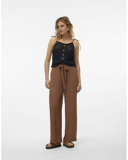 Vero Moda Broek Met Wijde Pijpen in het Brown