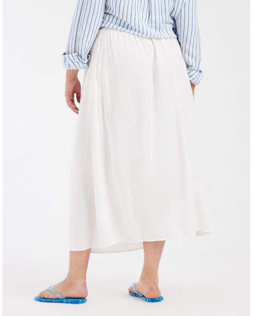 Vero Moda White Linen Touch Midi Skirt