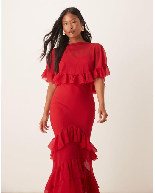ASOS Red Asos design petite – asymmetrisch geschnittenes maxikleid