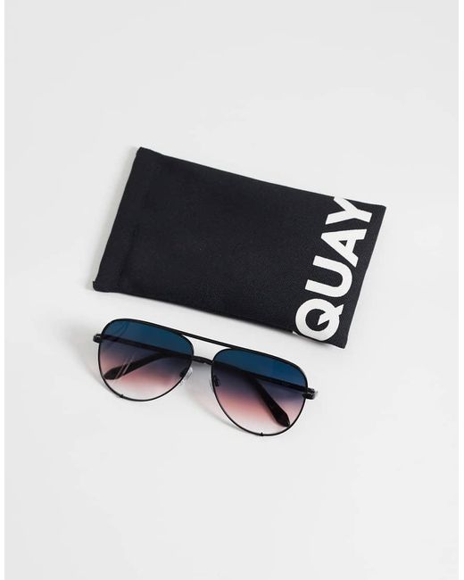 Quay Blue Quay 'high Key' Metal Aviator Sunglasses