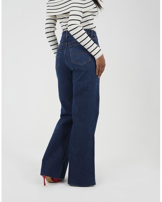 Brave Soul Blue Mid Rise Wide Leg Jeans