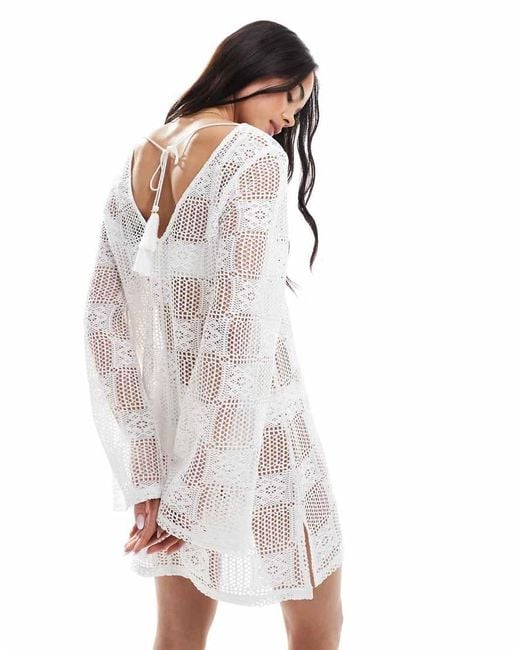 New Look White Granny Square Lace Kaftan