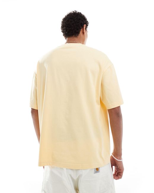 T-shirt oversize pastello con logo centrale di Adidas Originals in Natural da Uomo