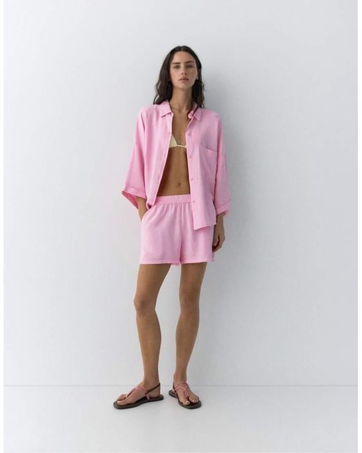 Camicia Stile Rustico di Pull&Bear in Pink