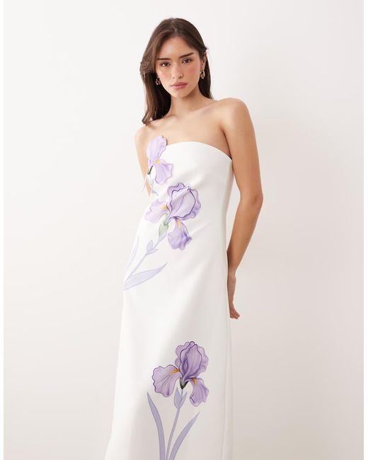 JW PEI White Square Neck Floral Applique Tailored Mini Dress